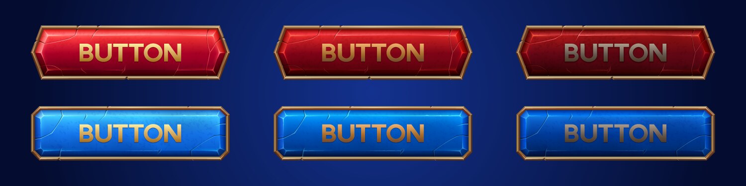 Medieval ui game sprite button with gold border vector image