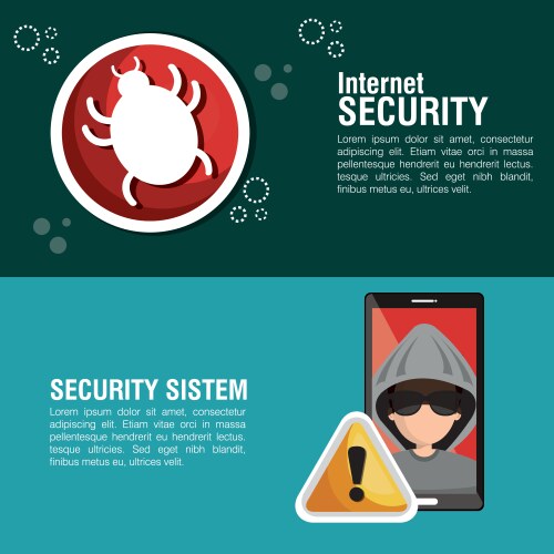 Internet security system smartphone hacker warning vector image
