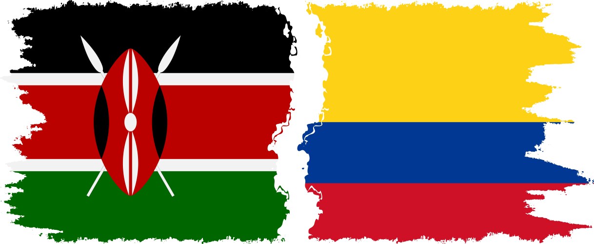 Colombia & Kenya Grunge Flag Connection Vector Image