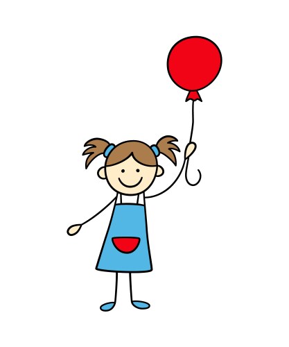 funny little girl holds a balloon cute kid vector image