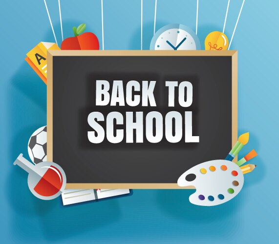 Back to school banner with education items Vector Image