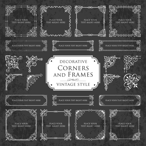 Decorative frames and corners on chalkboard Vector Image