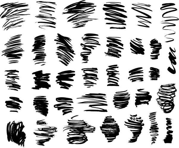 Black brush strokes set Royalty Free Vector Image