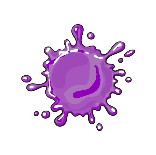 Cartoon purple juice drop splash isolated Vector Image