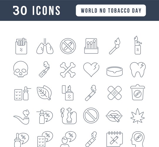 Line icons world no tobacco day vector image