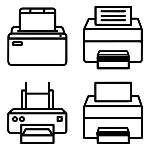 Printer Icon Set - Outline – Royalty-Free Vector | VectorStock