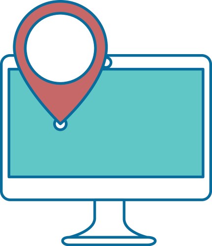 Computer with pointer location isolated icon vektorbild