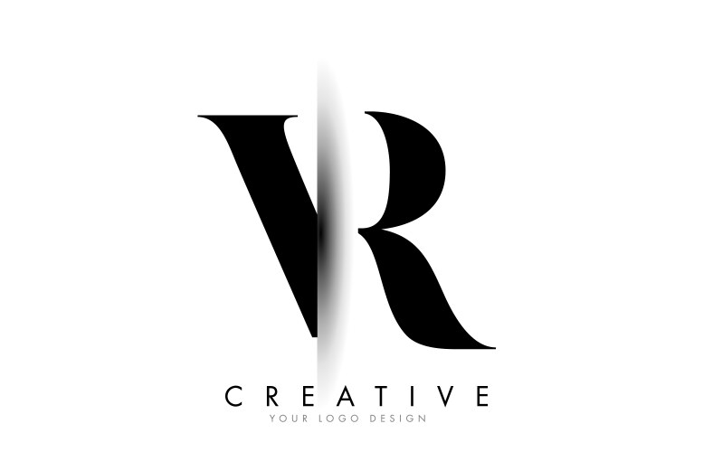 Vr v r letter logo with creative shadow cut design Vector Image