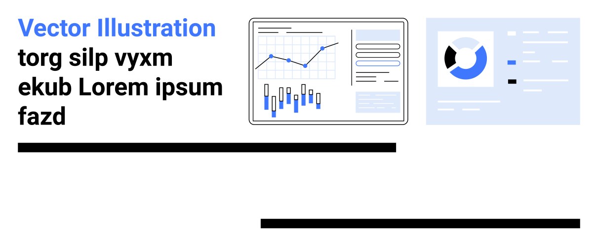 Data analytics dashboard with graphs and charts Vector Image
