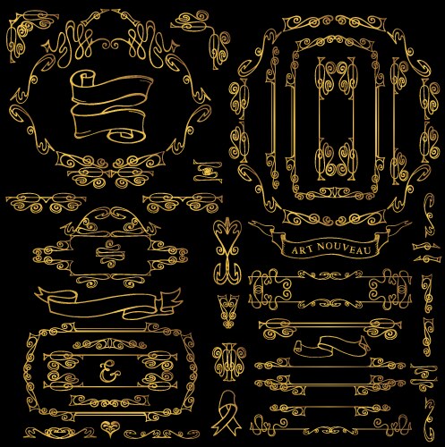 Vintage decorative element gold set Royalty Free Vector