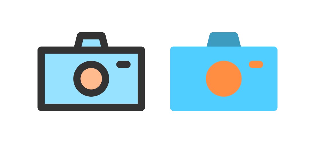 Camera icon suitable for user interface element vector image