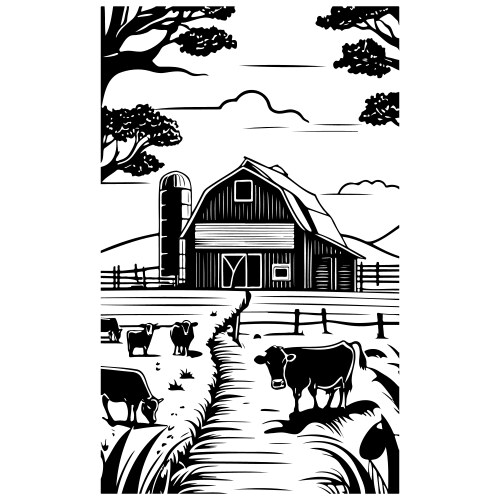 Farm sketches hand drawn line transparent Vector Image