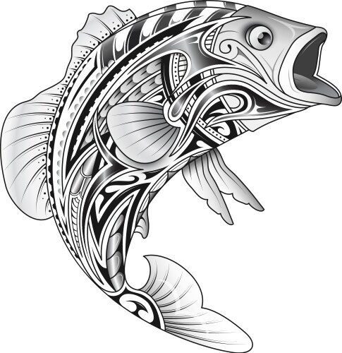 Polynesian Tribal Salmon Tattoo Vector Image