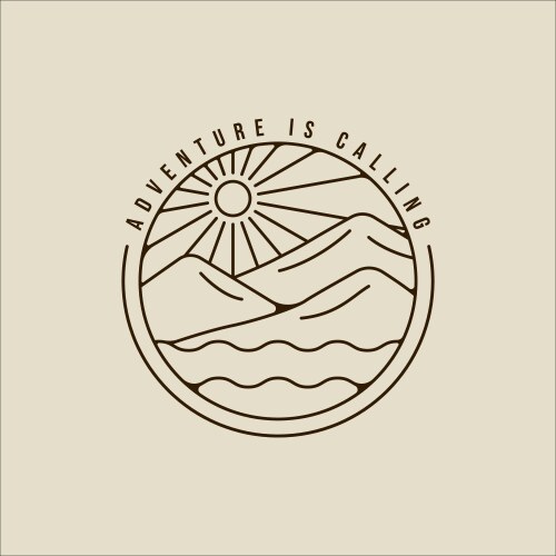 Mountain Lake Line Art Logo Vector Image