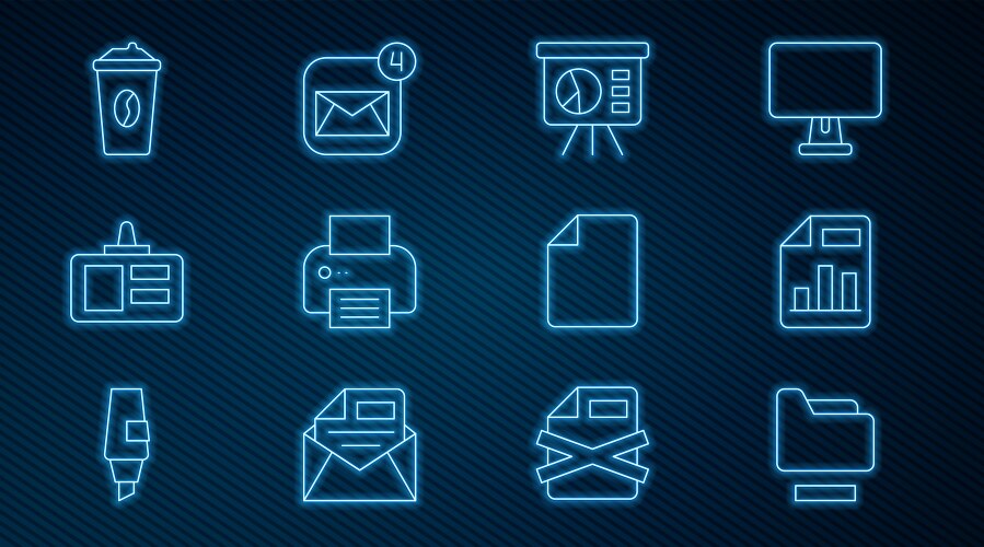 Set line document folder with graph chart board vector image