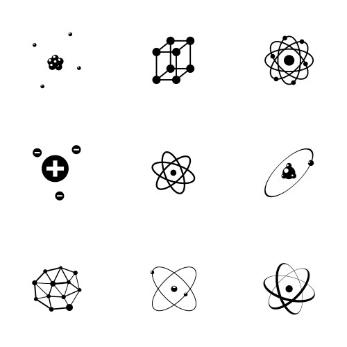 White atom icon set Royalty Free Vector Image - VectorStock