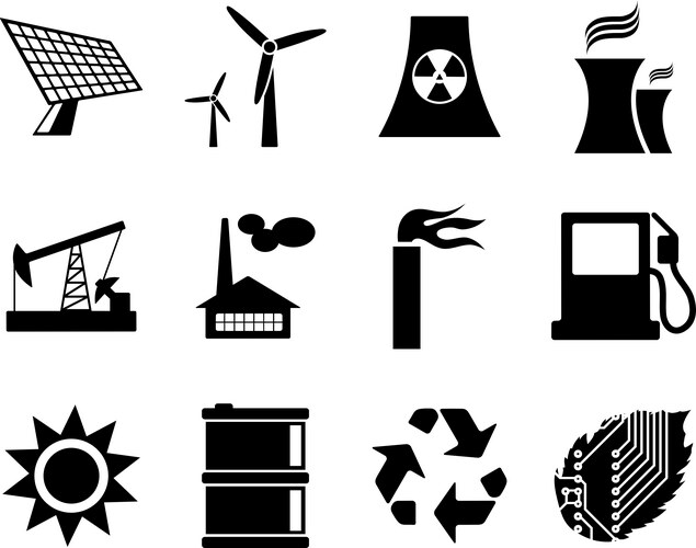 Hydroelectric power plant icon set collection Vector Image