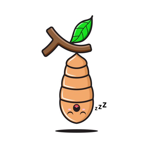 Sleeping cocoons hanging from tree branches Vector Image