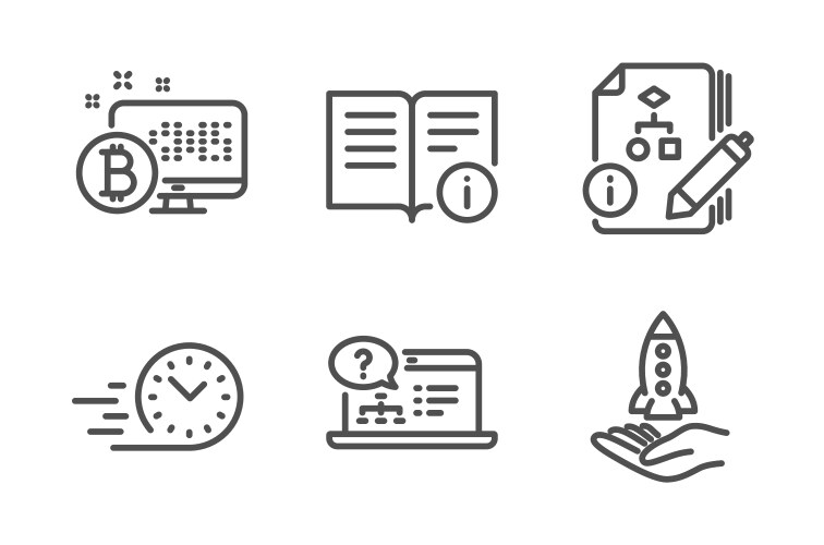 Technical info algorithm and bitcoin system icons vector image