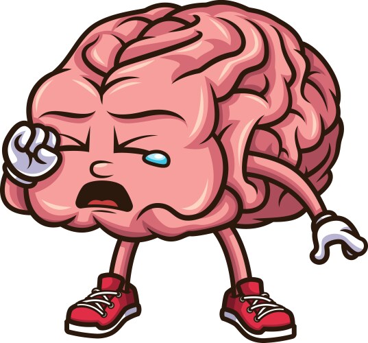 Crying brain character cartoon clip art vector image