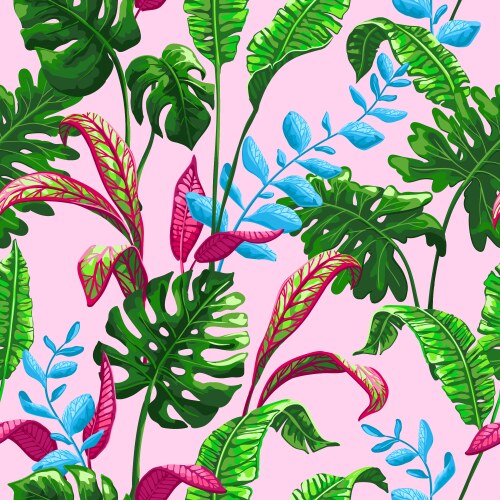 Tropical seamless pattern with palm leaves Vector Image