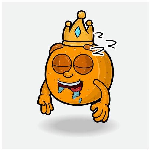 sleep expression with orange fruit crown mascot vector image