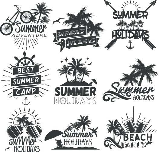 Summer Season Labels - Retro Style Vector Image