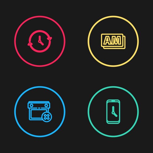 Set line calendar date delete alarm clock app vector image