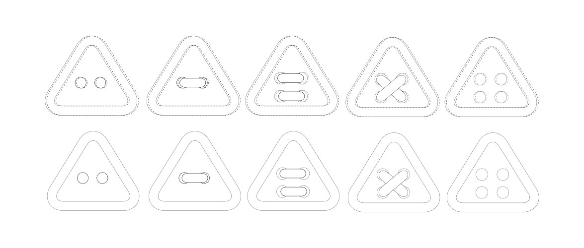 Set of white triangular buttons button with two vector image