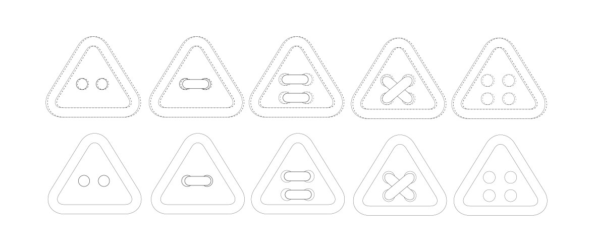 Set of white triangular buttons button with two vector image