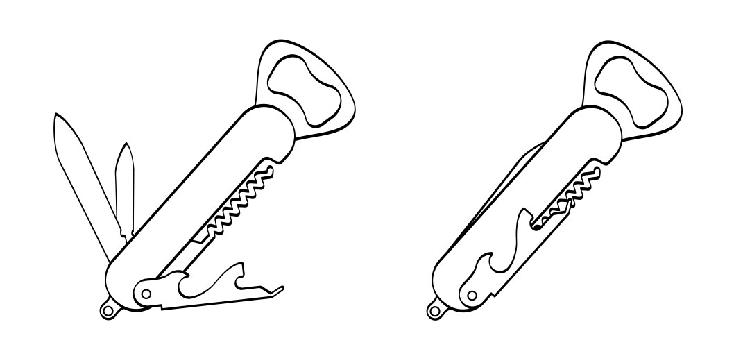 Waiters knife or sommelier jackknife pen knife Vector Image