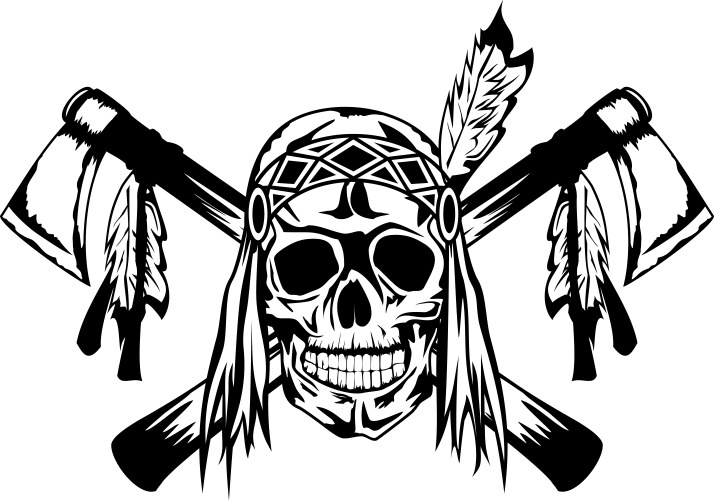 Native American Skull with Crossed Tomahawks – Royalty-Free Vector ...