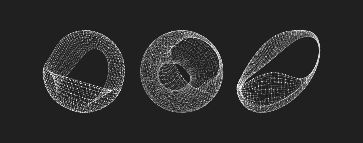 Wireframe object with lines and dots abstract 3d vector image