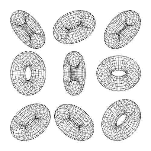 Set of wireframe mesh spheres network line hud Vector Image