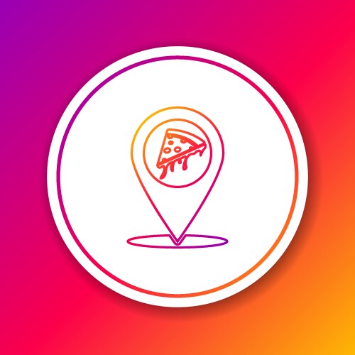 Color map pointer with fast food slice pizza line vector image