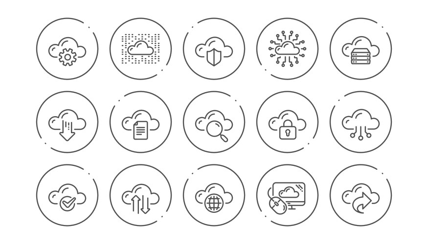 Computer cloud icons hosting computing data vektorbild