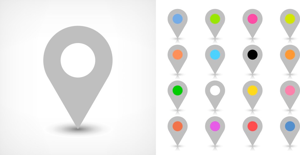 Map pin sign location icon with drop shadow Vector Image