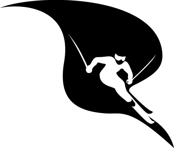 skier icon black isolated on white background vector image