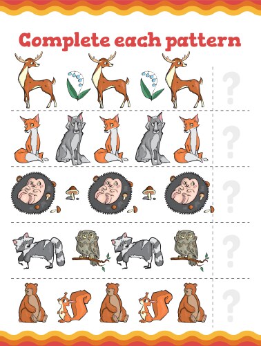Complete pattern educational game for children Vector Image