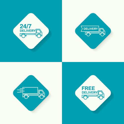 freight transport set icons vector image