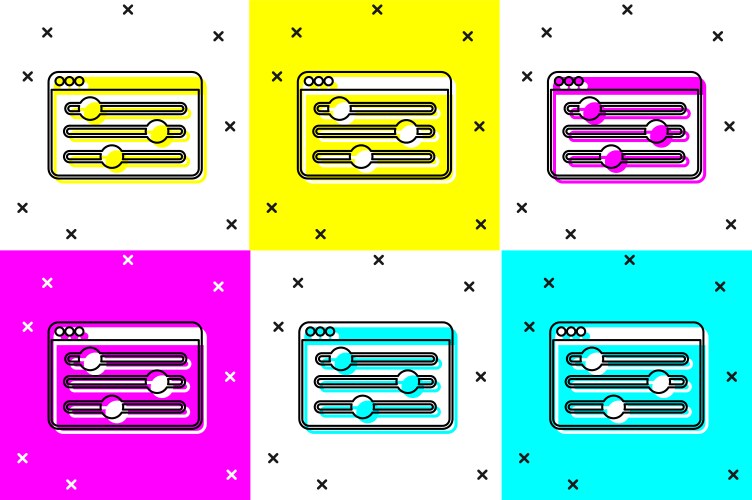Set browser setting icon isolated on color vector image