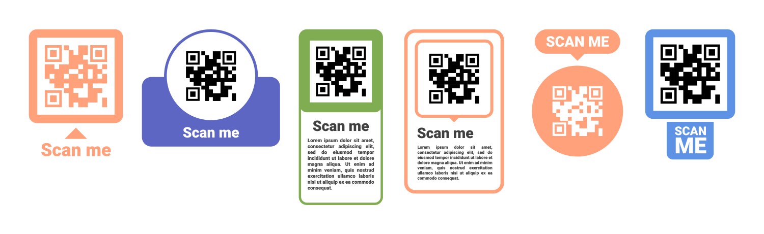 Stickers with qr code for ui interface vector image