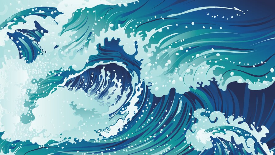 Four scenes of ocean waves Royalty Free Vector Image