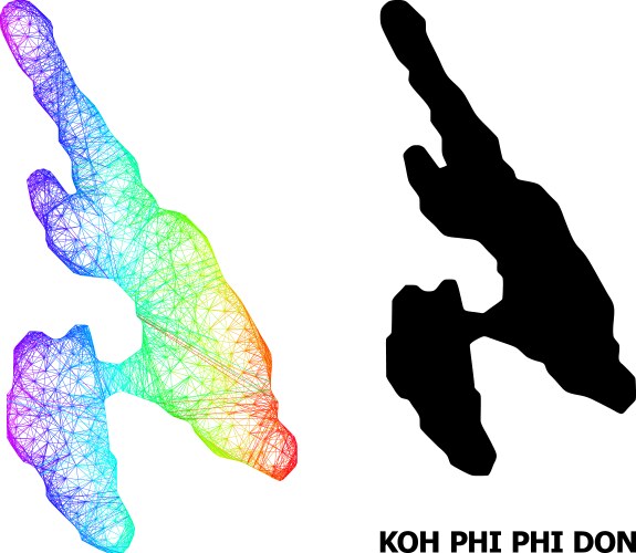 Hatched map koh phi don with spectrum gradient vector image