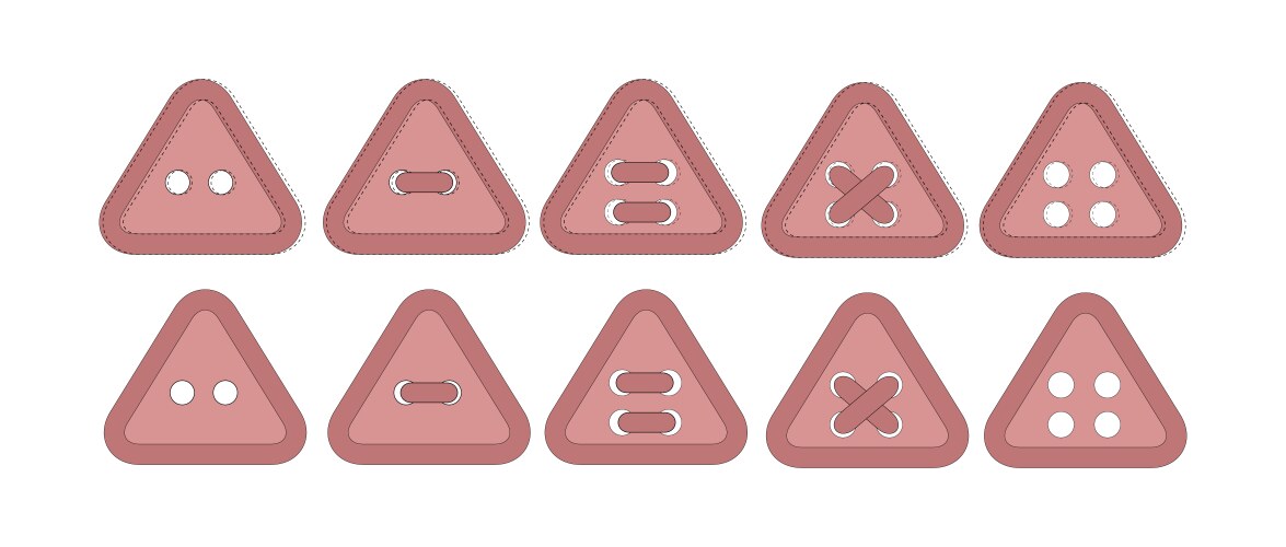 Set of pink triangular buttons button with two vector image