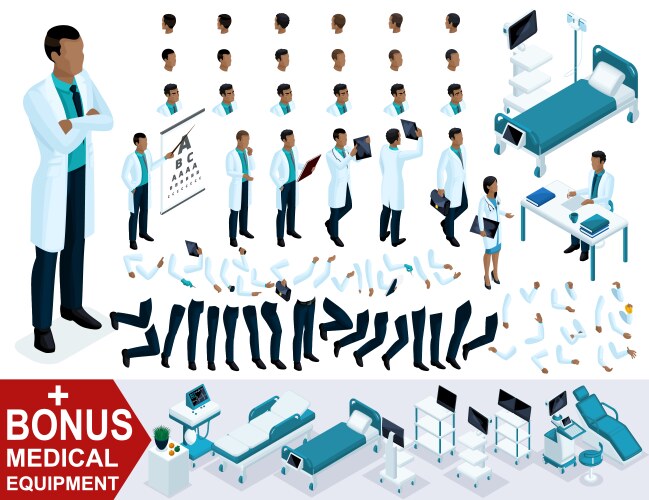 Isometric Doctor - Healthcare Set vector image