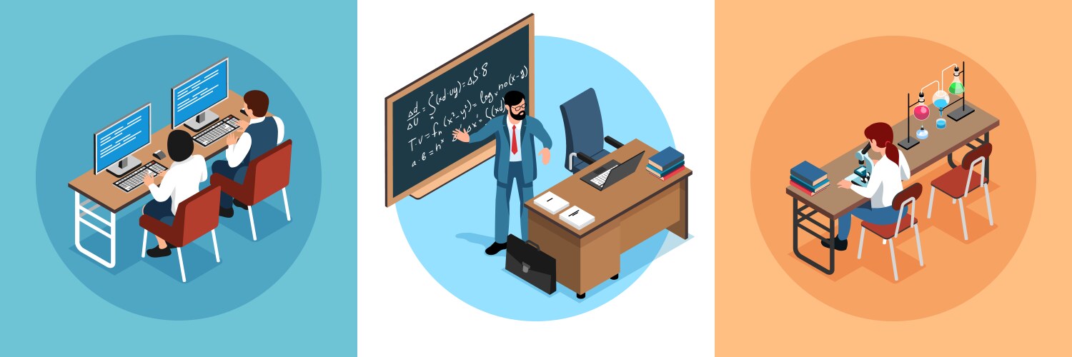Math class interior composition Royalty Free Vector Image