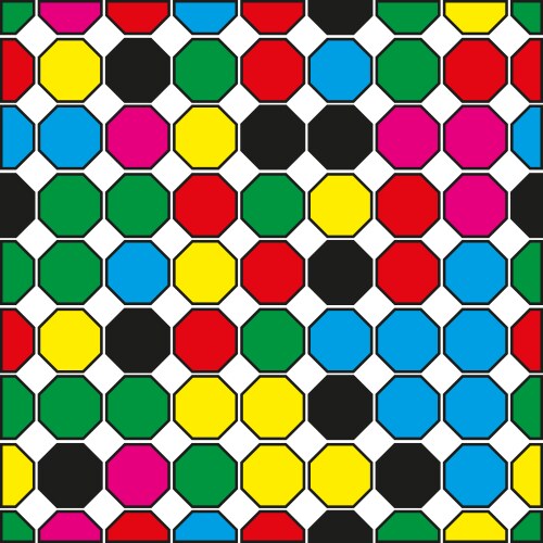Seamless pattern of colored hexagons on a white vector image