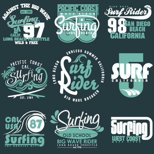 Surfing T-Shirt Graphic Vector Image