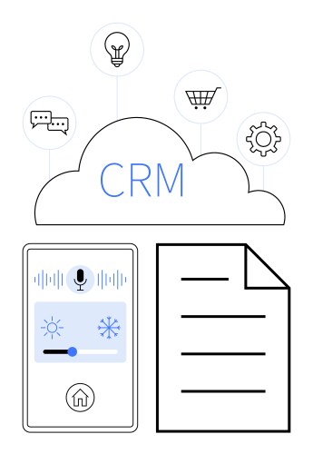 Crm cloud system integrating smart features vector image